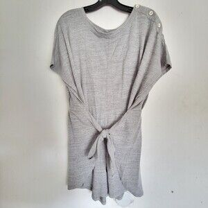 NEW Very J Heather Gray Round Neckline Short Sleeve Tie Front Romper Short Large